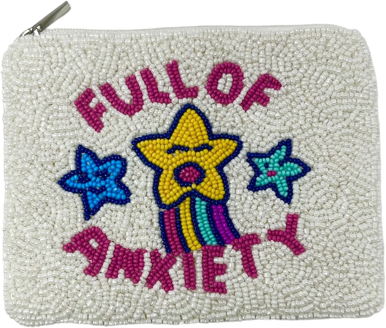 Full of Anxiety Coin Pouch Purse, Small Pouch, Small Wallets, Birthday Gifts, Tween Girl Gifts, Gift Card Pouch, Beaded Coin Purse