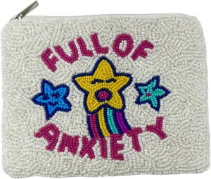 Full of Anxiety Coin Pouch Purse, Small Pouch, Small Wallets, Birthday Gifts, Tween Girl Gifts, Gift Card Pouch, Beaded Coin Purse