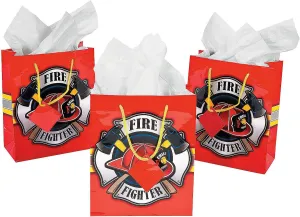 Fun Express Firefighter Gift Favor Bags with Tags (set of 12) Firemen Party Supplies
