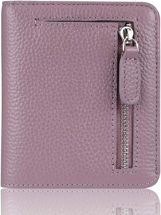 FUNTOR Small Wallets for Women, Ladies Small Compact Bifold Pocket RFID Blocking Genuine Leather Wallet for Women