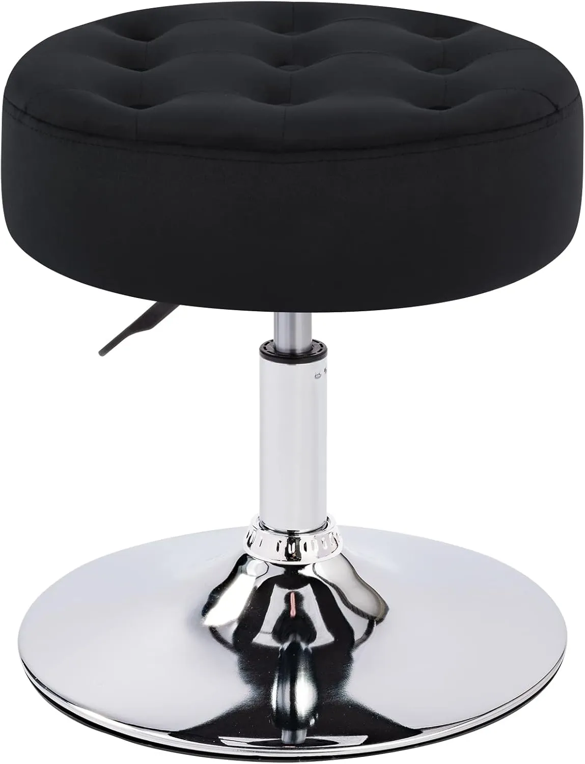 Furnimart Black Vanity Stool Modern Round Velvet Vanity Ottoman Stool, Contemporary Makeup Accent Stool for Bedroom Living Room Entryway