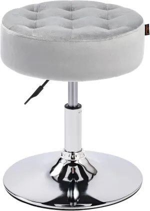Furnimart Modern Round Velvet Vanity Ottoman Stool, Contemporary Makeup Accent Stool for Bedroom Living Room Entryway