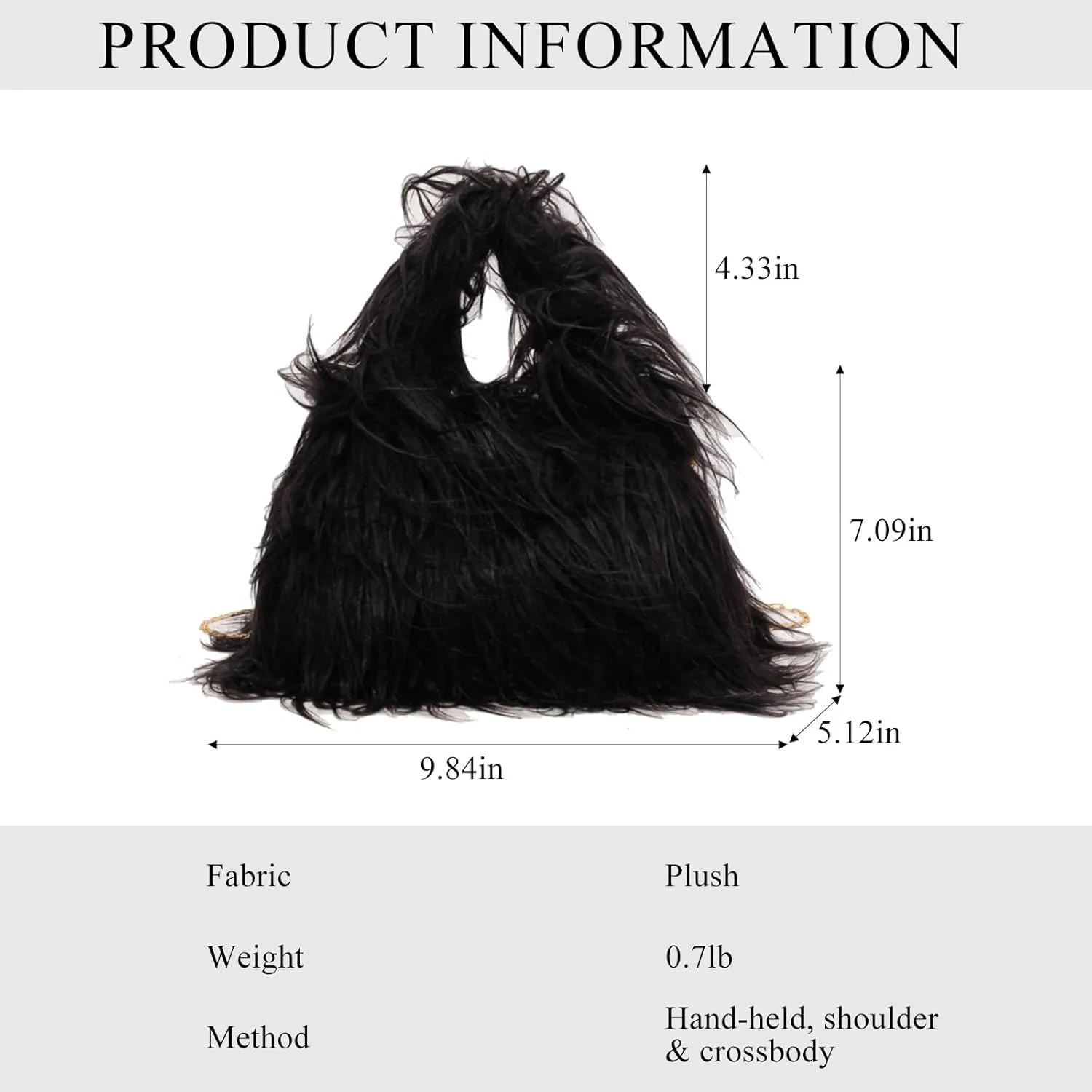 Furry Purse for Women, Faux Fur Bag Y2k Purse Fluffy Tote Bag Fuzzy Crossbody Handbags