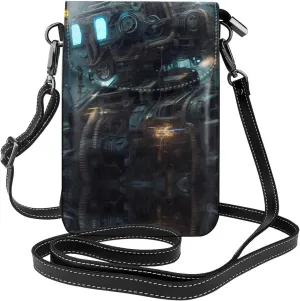Future Robot Leather Cell Phone Purse, Lightweight Crossbody Cell Phone Bag, Travel Bag with Credit Card Slots Women's Shoulder Bag