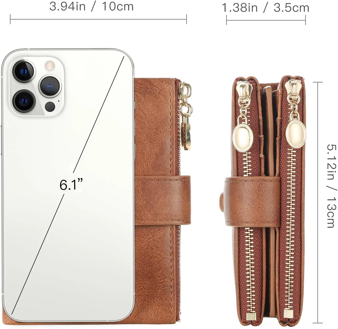 GAEKEAO Small Wallets for Women Leather RFID Blocking Bifold Double Zipper Pockets Wallet Card Case Purse with 2 ID Windows