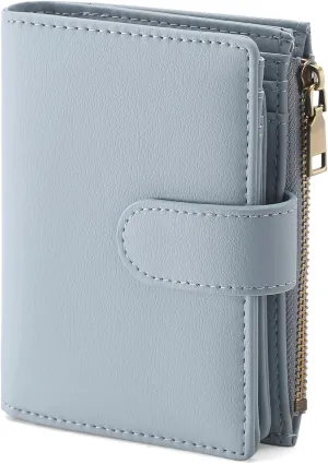 GAEKEAO Small Wallets for Women Leather RFID Blocking Bifold Zipper Pocket Wallet Card Case Purse with ID Window