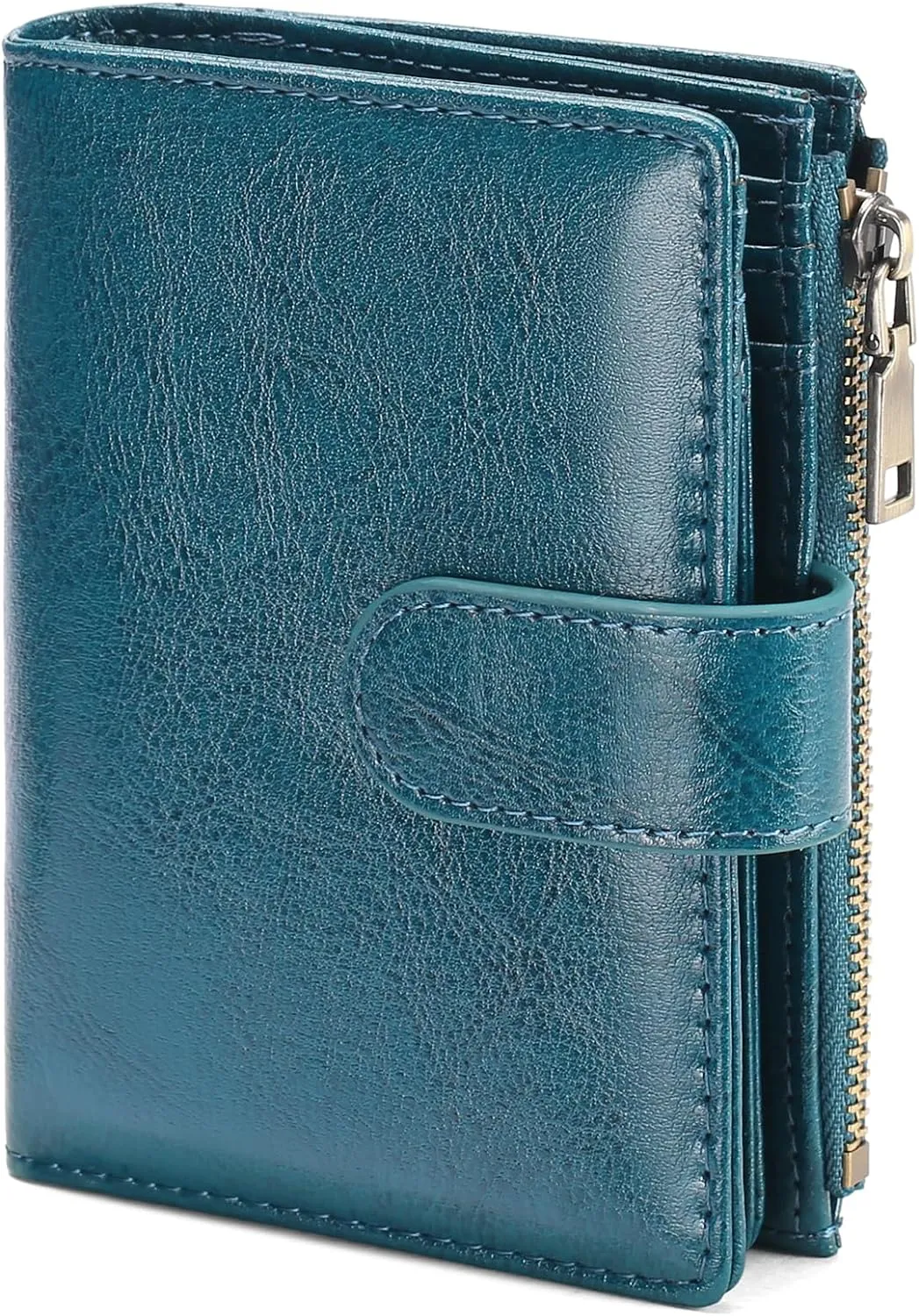 GAEKEAO Small Wallets for Women Leather RFID Blocking Bifold Zipper Pocket Wallet Card Case Purse with ID Window