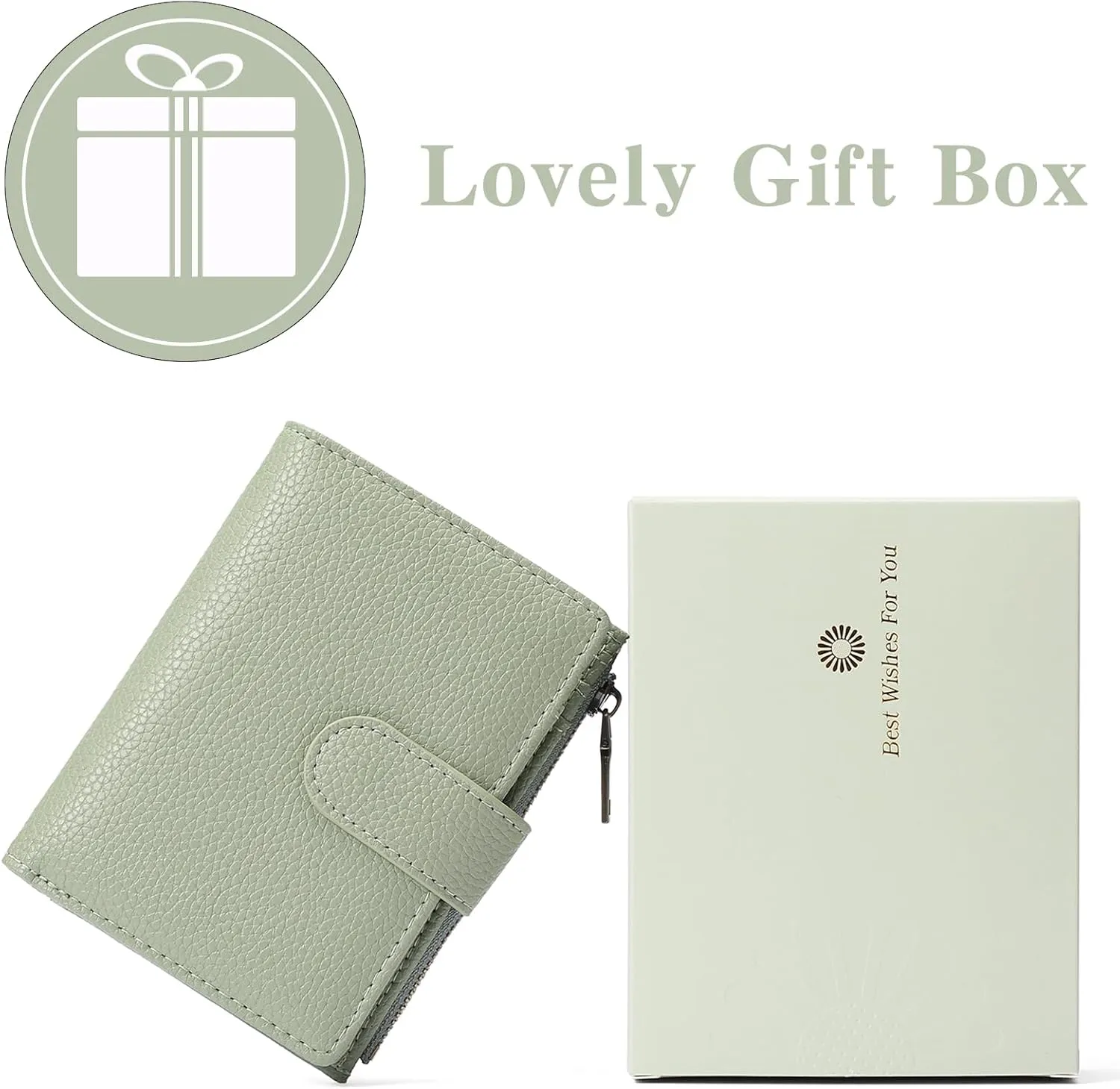 GAEKEAO Small Wallets for Women Leather RFID Blocking Bifold Zipper Pocket Wallet Card Case Purse with ID Window