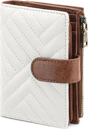 GAEKEAO Small Wallets for Women Leather RFID Blocking Bifold Zipper Pocket Wallet Card Case Purse with ID Window