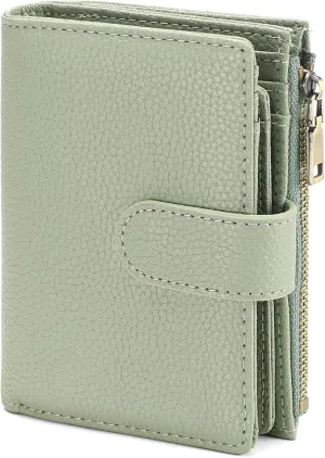 GAEKEAO Small Wallets for Women Leather RFID Blocking Bifold Zipper Pocket Wallet Card Case Purse with ID Window