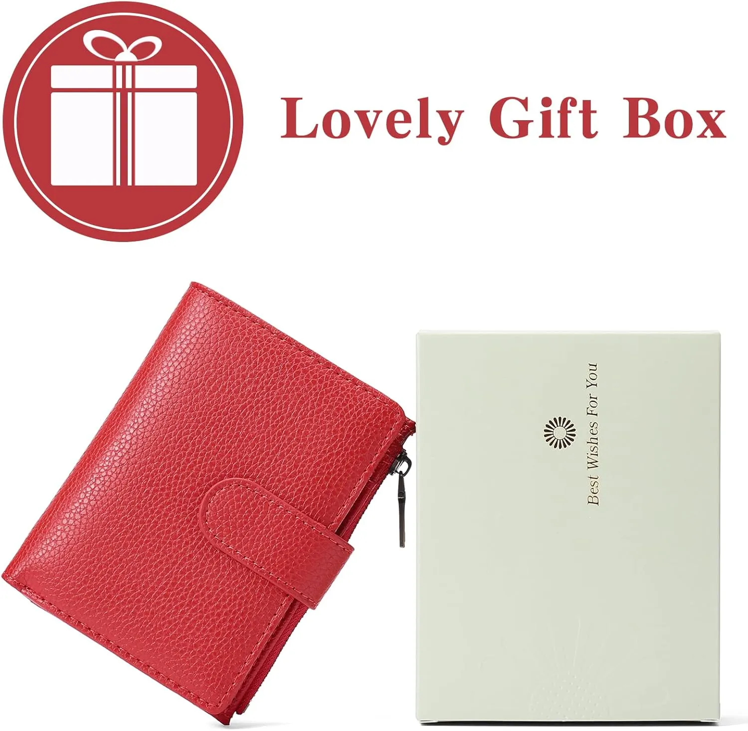 GAEKEAO Small Wallets for Women Leather RFID Blocking Bifold Zipper Pocket Wallet Card Case Purse with ID Window