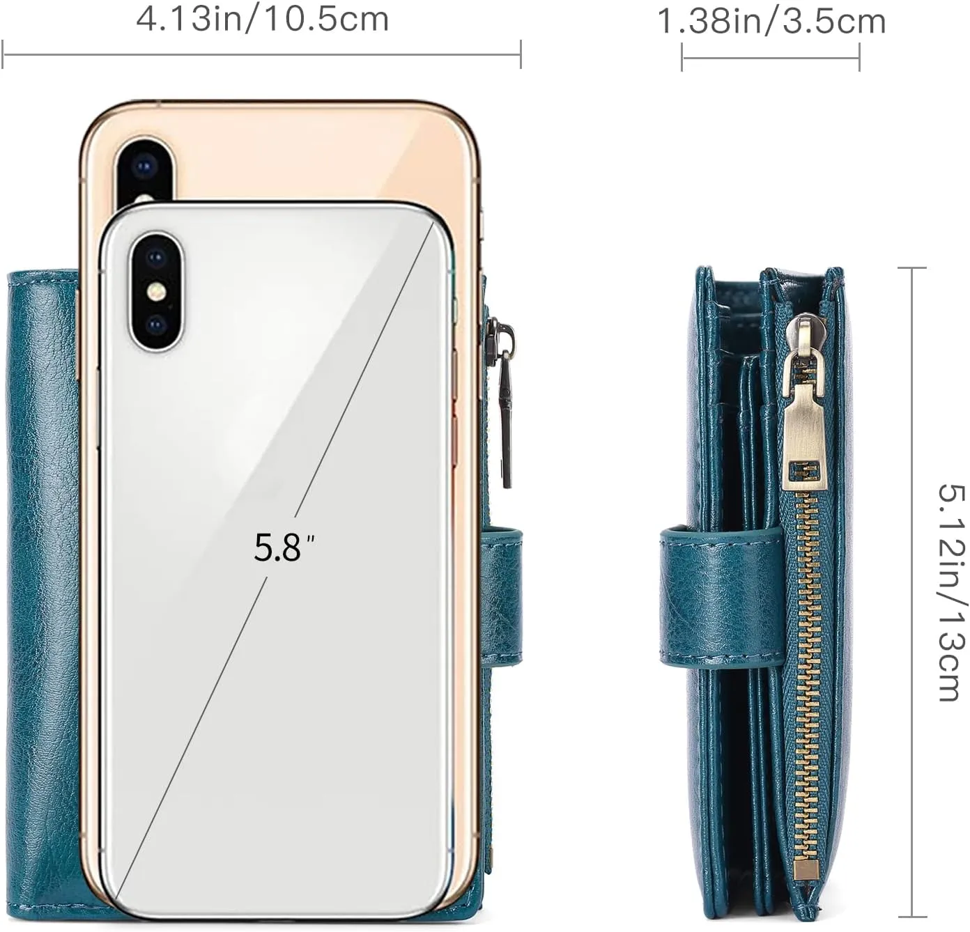 GAEKEAO Small Wallets for Women Leather RFID Blocking Bifold Zipper Pocket Wallet Card Case Purse with ID Window