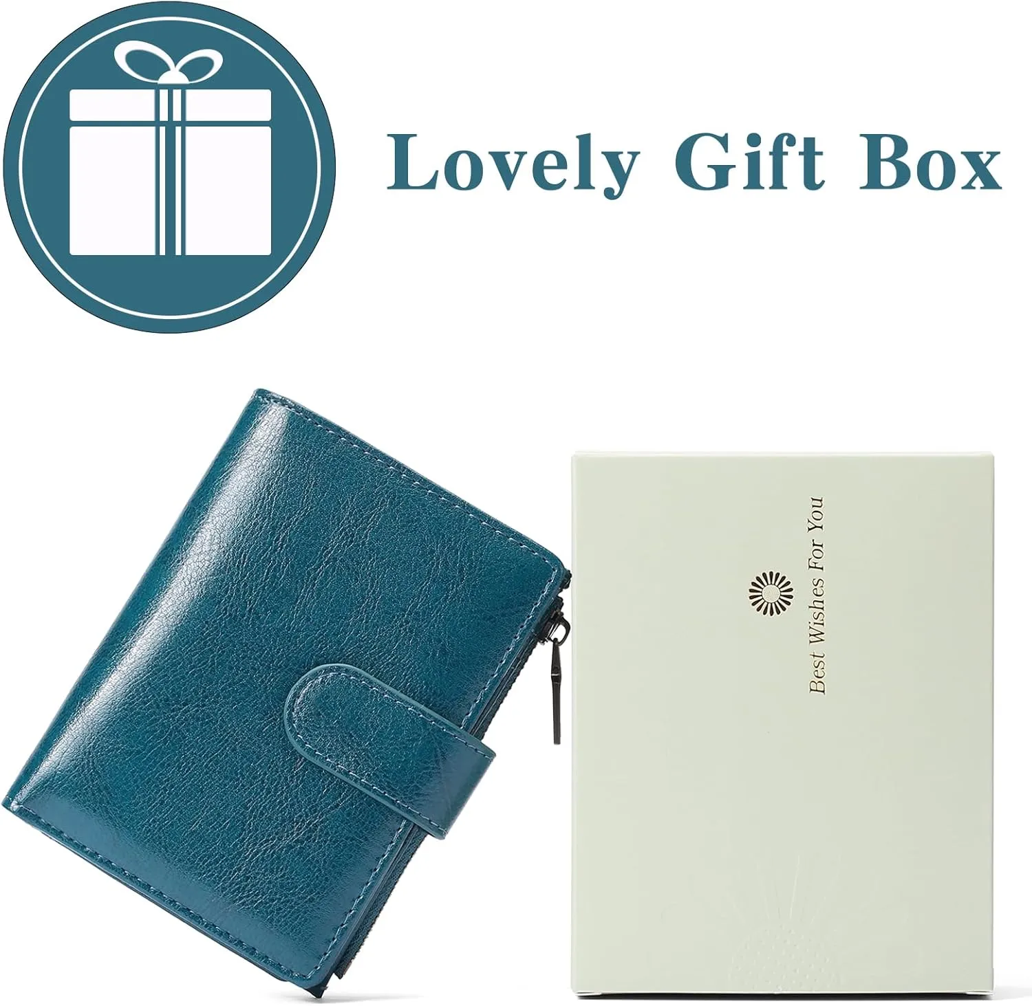 GAEKEAO Small Wallets for Women Leather RFID Blocking Bifold Zipper Pocket Wallet Card Case Purse with ID Window