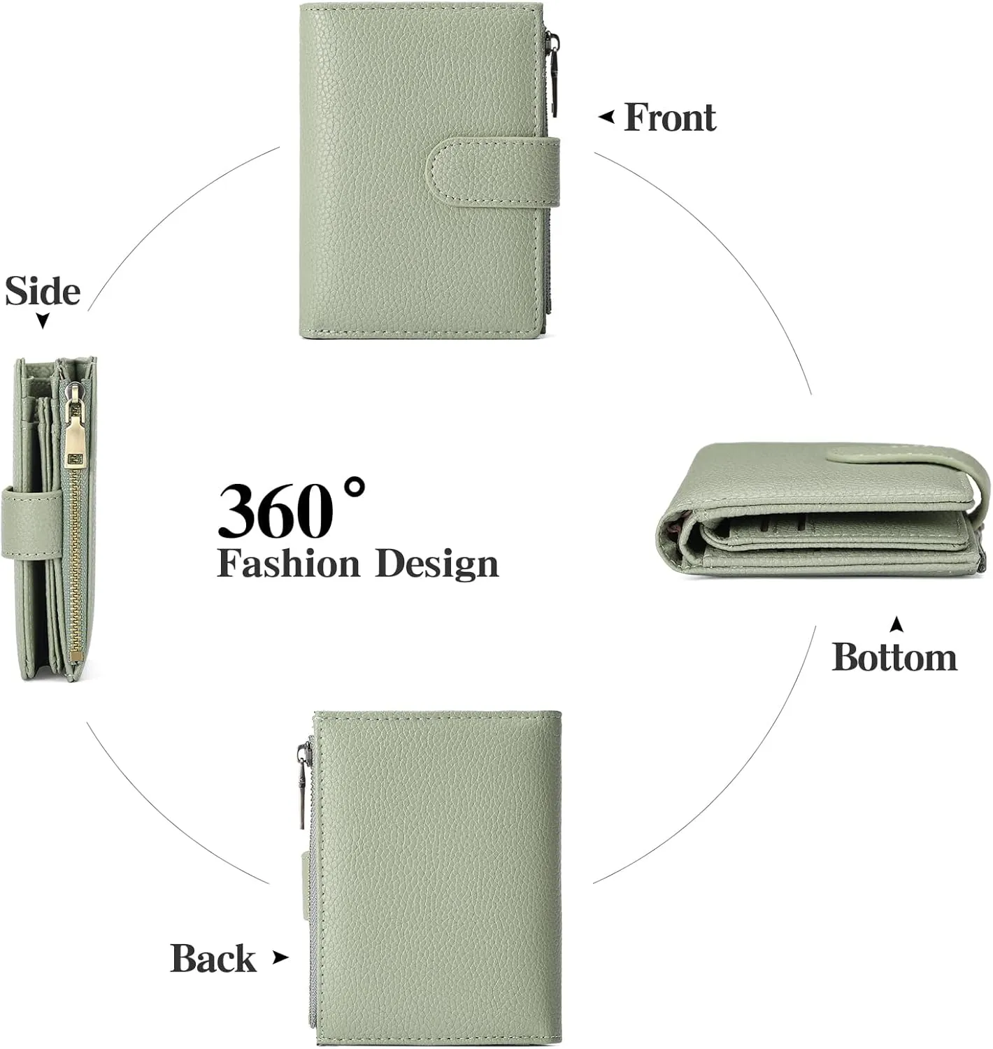 GAEKEAO Small Wallets for Women Leather RFID Blocking Bifold Zipper Pocket Wallet Card Case Purse with ID Window