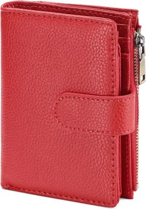 GAEKEAO Small Wallets for Women Leather RFID Blocking Bifold Zipper Pocket Wallet Card Case Purse with ID Window