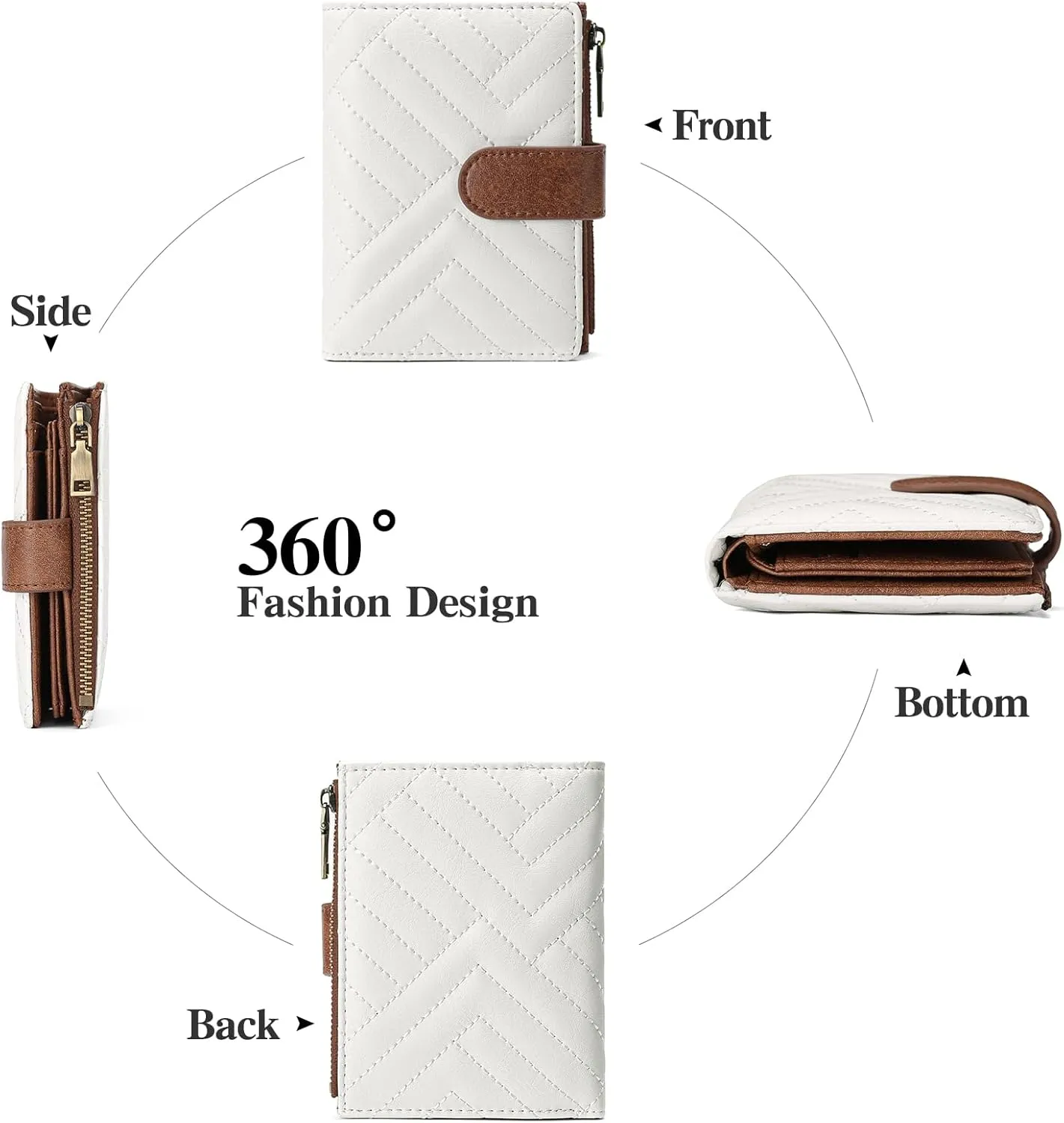 GAEKEAO Small Wallets for Women Leather RFID Blocking Bifold Zipper Pocket Wallet Card Case Purse with ID Window