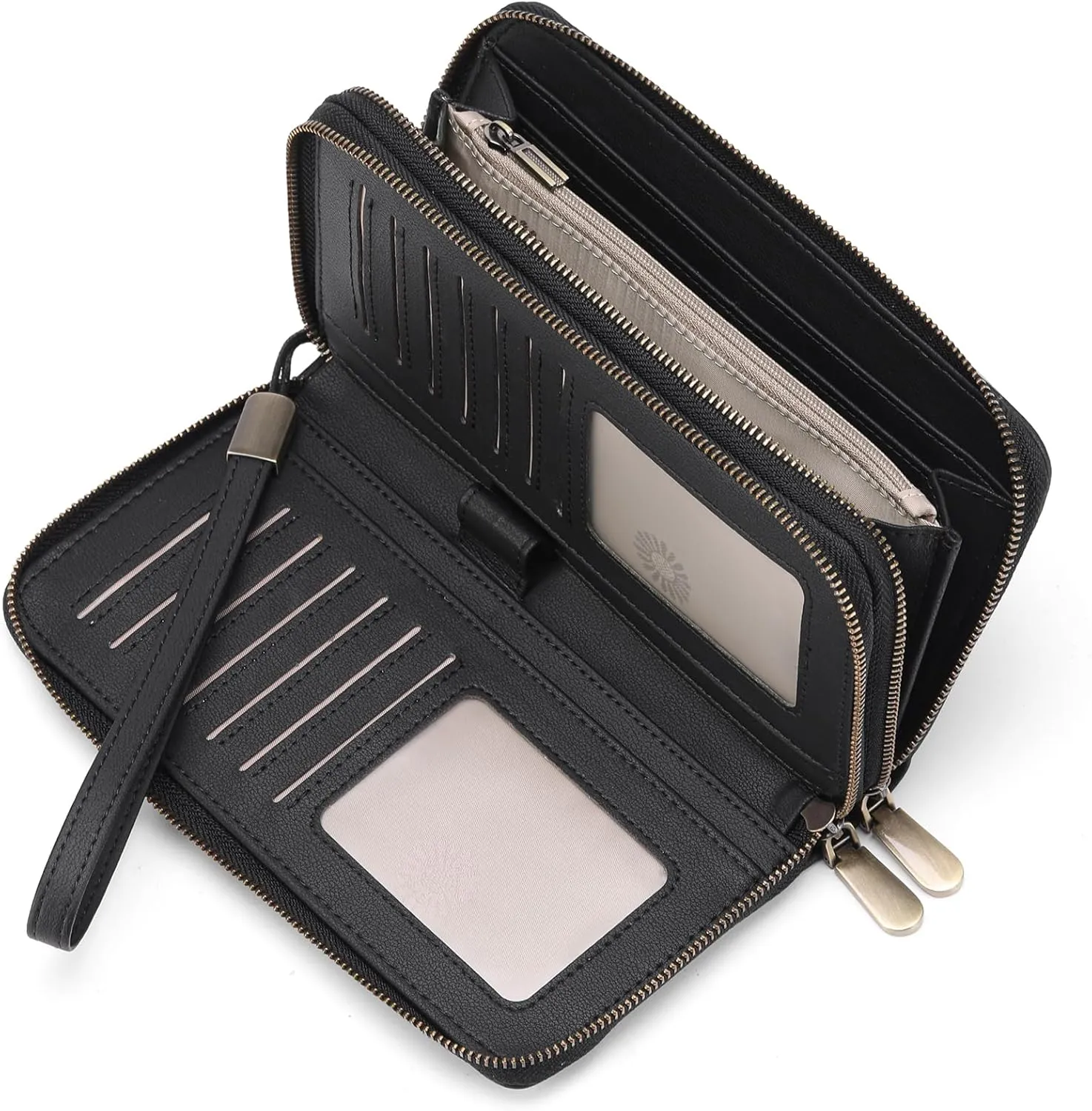 GAEKEAO Wallet for Women Clutch Leather RFID Blocking Wristlet Purse Zip Around Wallets Large Capacity Credit Card Holder