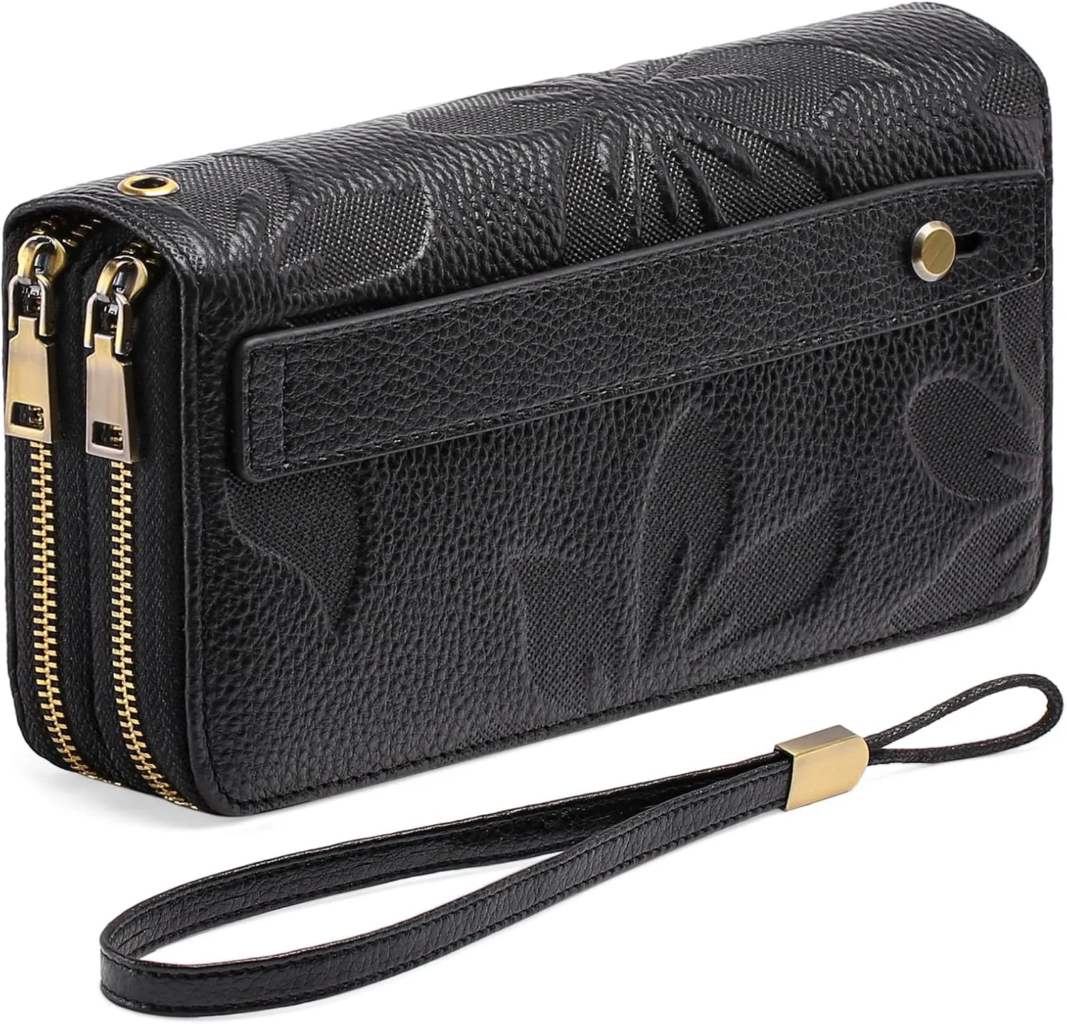 GAEKEAO Wallet for Women Clutch RFID Blocking Wristlet Leather Purse Large Capacity Credit Card Holder with Grip Hand Strap
