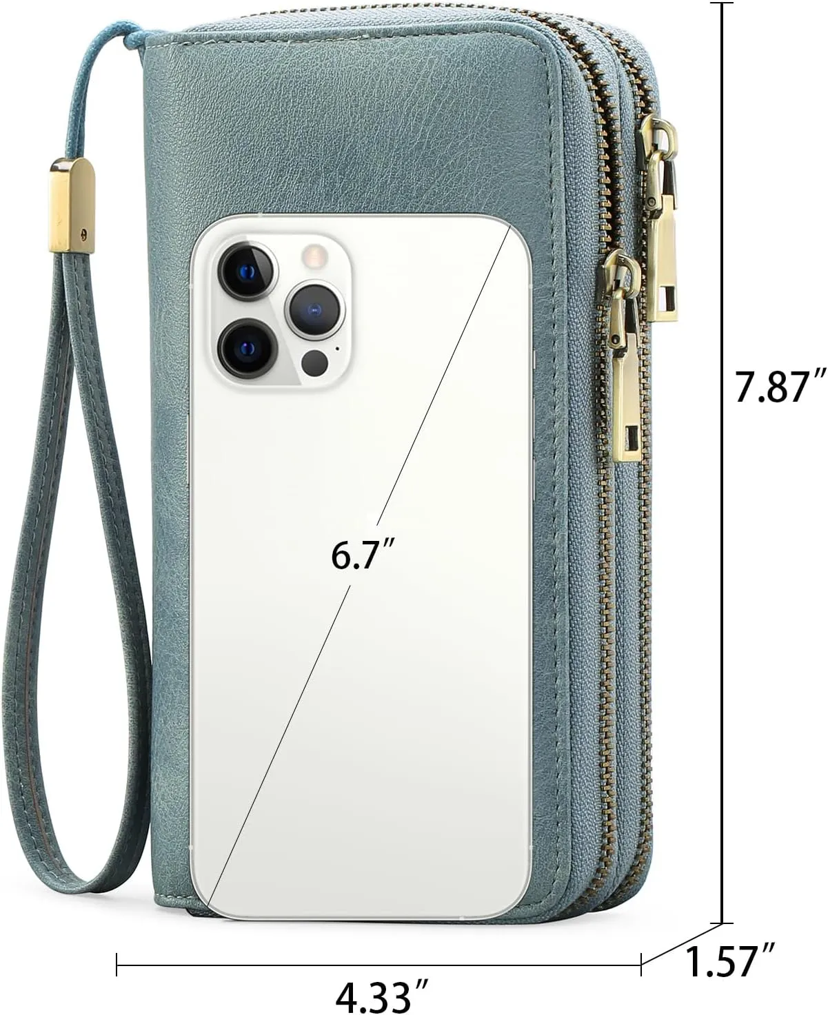 GAEKEAO Wallet for Women Clutch RFID Blocking Wristlet Leather Purse Large Capacity Credit Card Holder with Grip Hand Strap