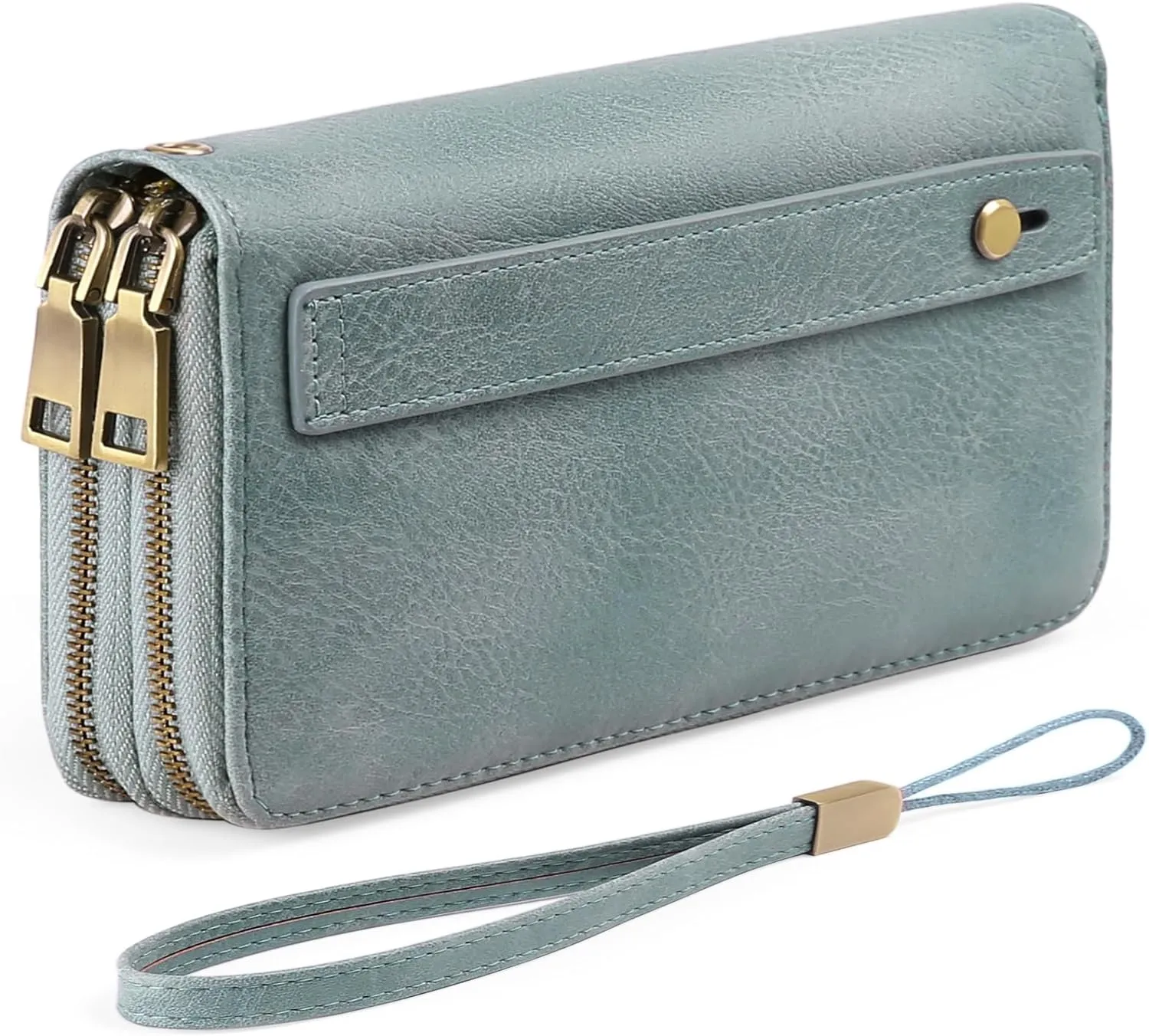 GAEKEAO Wallet for Women Clutch RFID Blocking Wristlet Leather Purse Large Capacity Credit Card Holder with Grip Hand Strap