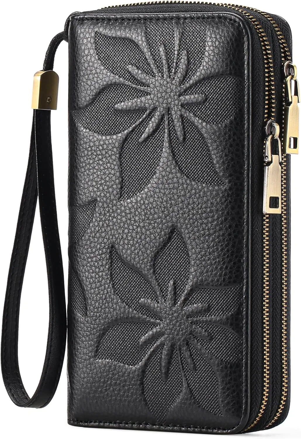 GAEKEAO Wallet for Women Clutch RFID Blocking Wristlet Leather Purse Large Capacity Credit Card Holder with Grip Hand Strap