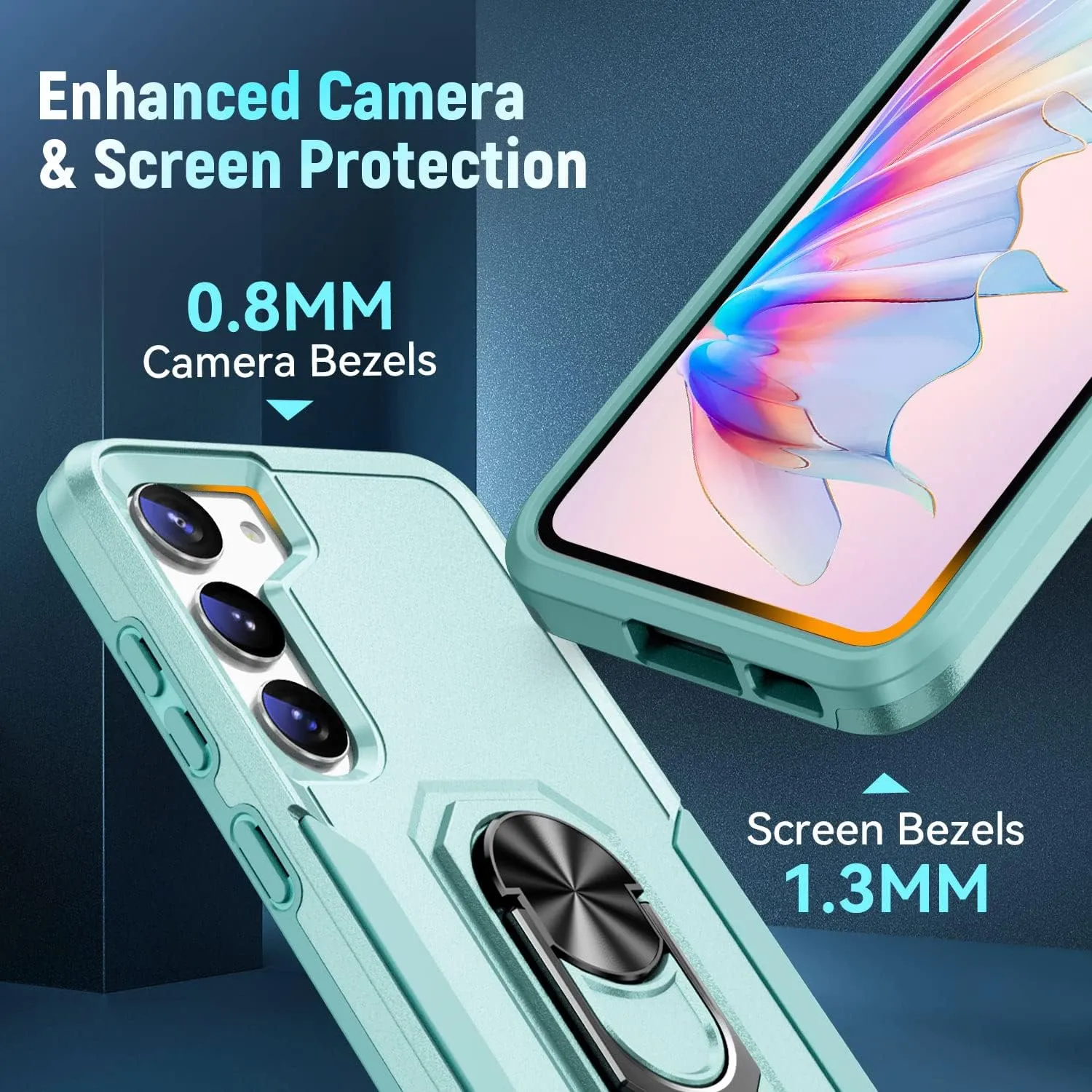 Galaxy S23 Case with Stand, [Military Drop Proof],Shockproof Protective Case for Samsung 23 6.1inch, Green