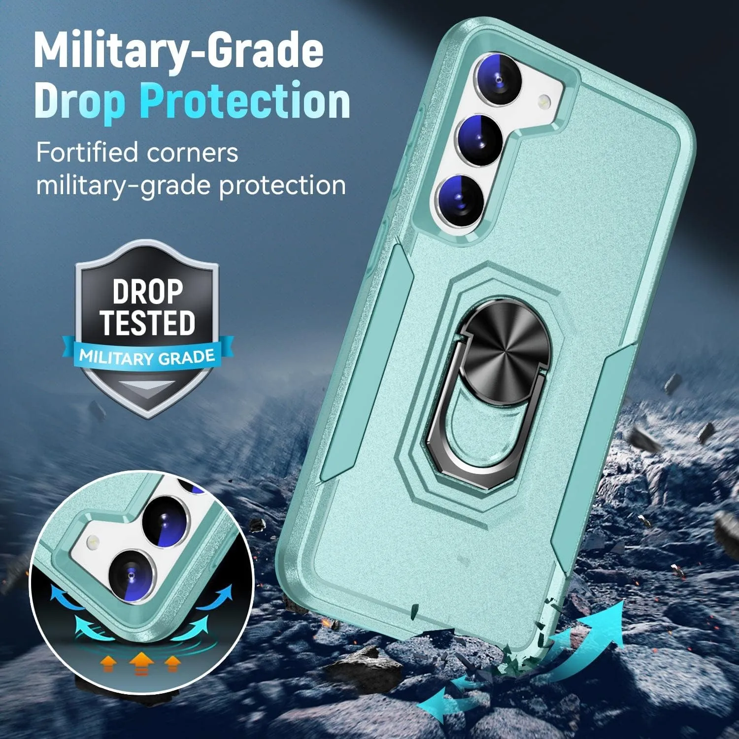 Galaxy S23 Case with Stand, [Military Drop Proof],Shockproof Protective Case for Samsung 23 6.1inch, Green
