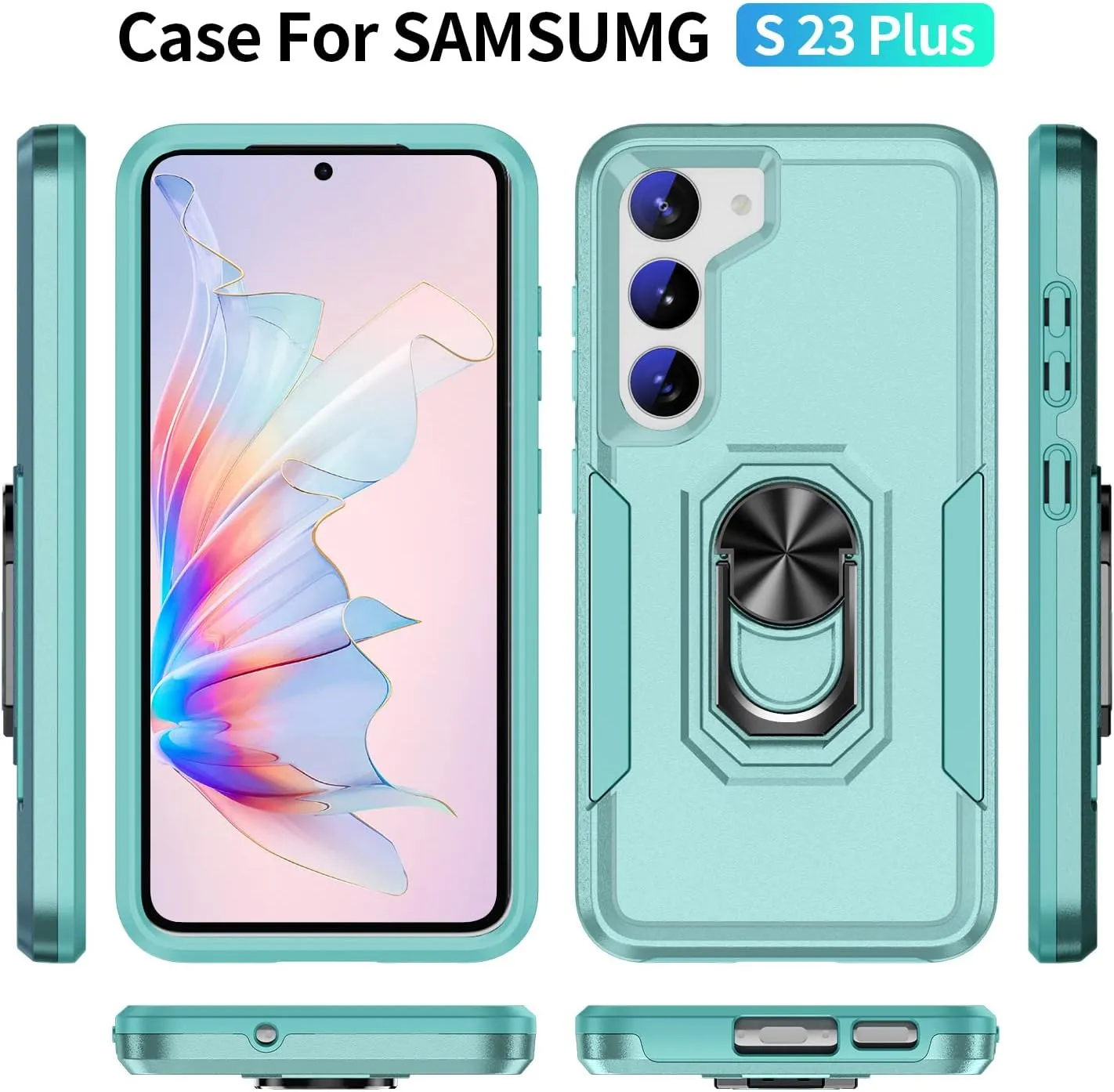 Galaxy S23 Case with Stand, [Military Drop Proof],Shockproof Protective Case for Samsung 23 6.1inch, Green