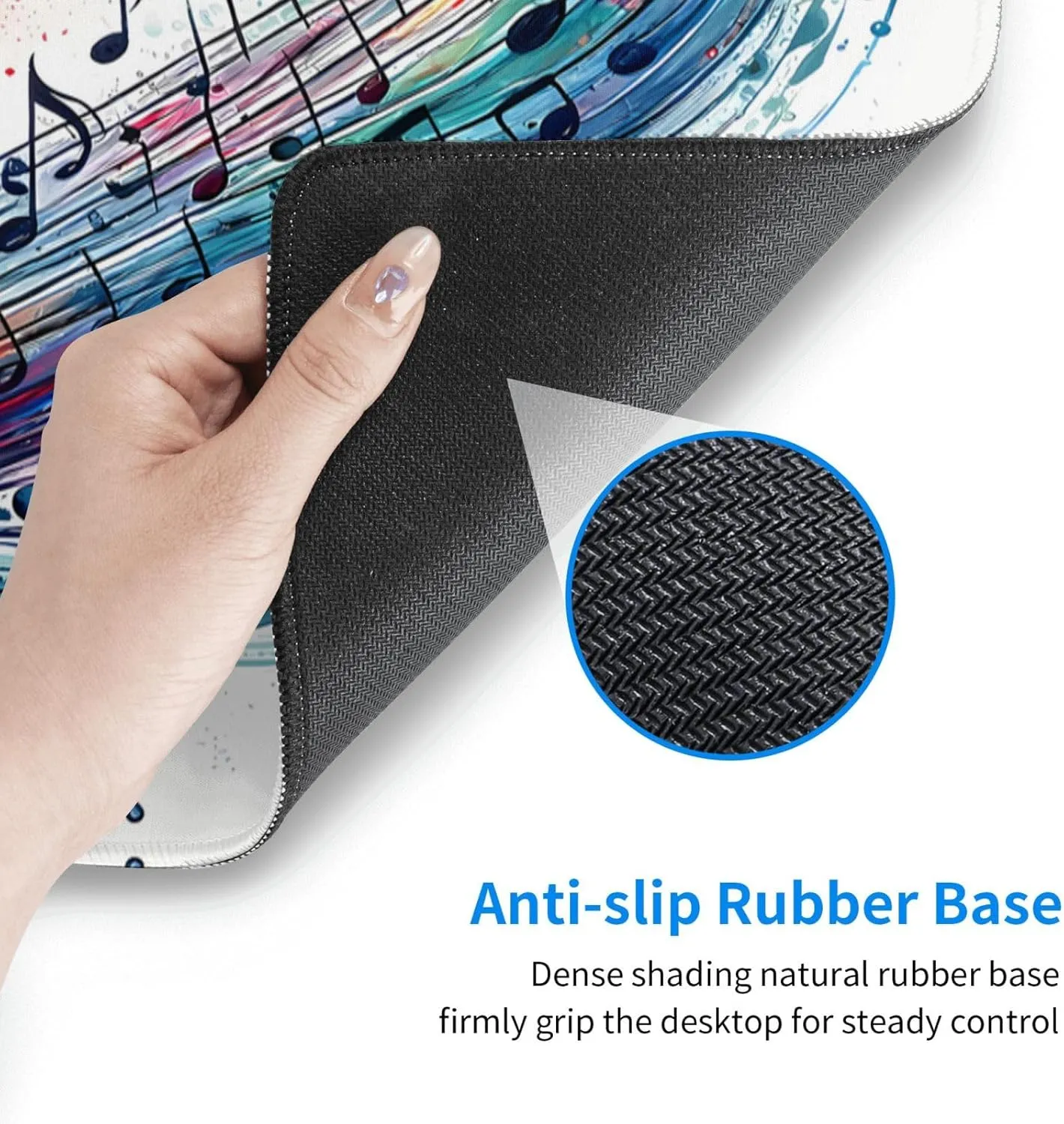 Gaming Mouse Pad, Large Non-Slip Rubber Base Mousepad, Keyboard Mouse Mat, Desk Pad with Stitched Edges, 31.5x11.8inch, Musical Note