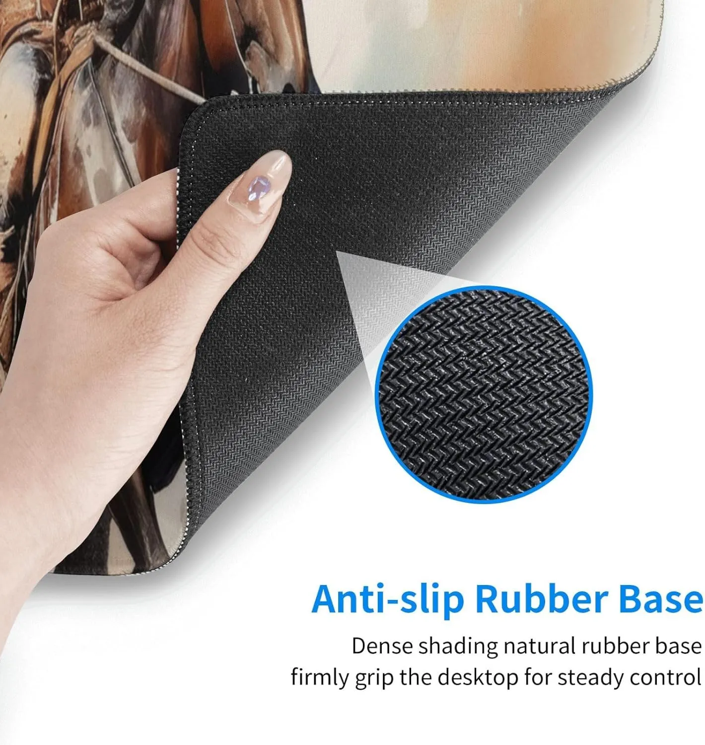 Gaming Mouse Pad, Large Non-Slip Rubber Base Mousepad, Keyboard Mouse Mat, Desk Pad with Stitched Edges, 31.5x11.8inch, Western Cowboy