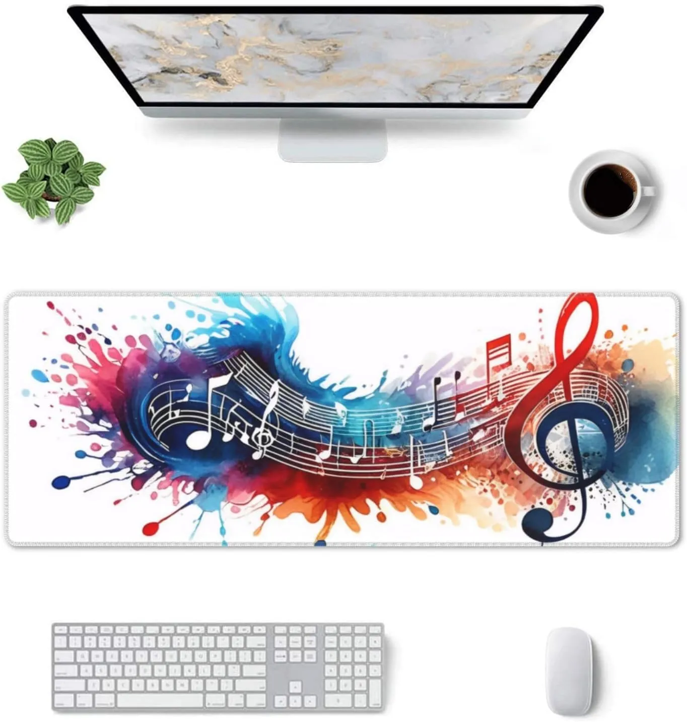 Gaming Mouse Pad,Large Non-Slip Rubber Base Mousepad,Keyboard Mouse Mat,Desk Pad with Stitched Edges,31.5x11.8inch,Cowhide