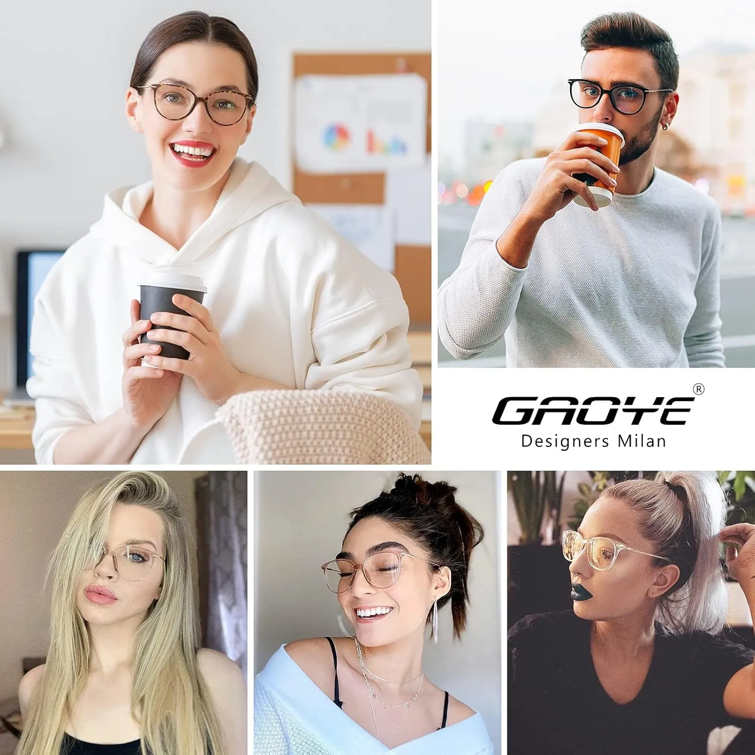 Gaoye Blue Light Blocking Glasses Women/Men, Fashion Cat Eye Fake Eyeglasses UV Ray Filter Computer Gaming Glasses (3 Pack, Black Pink Tea Leopard)