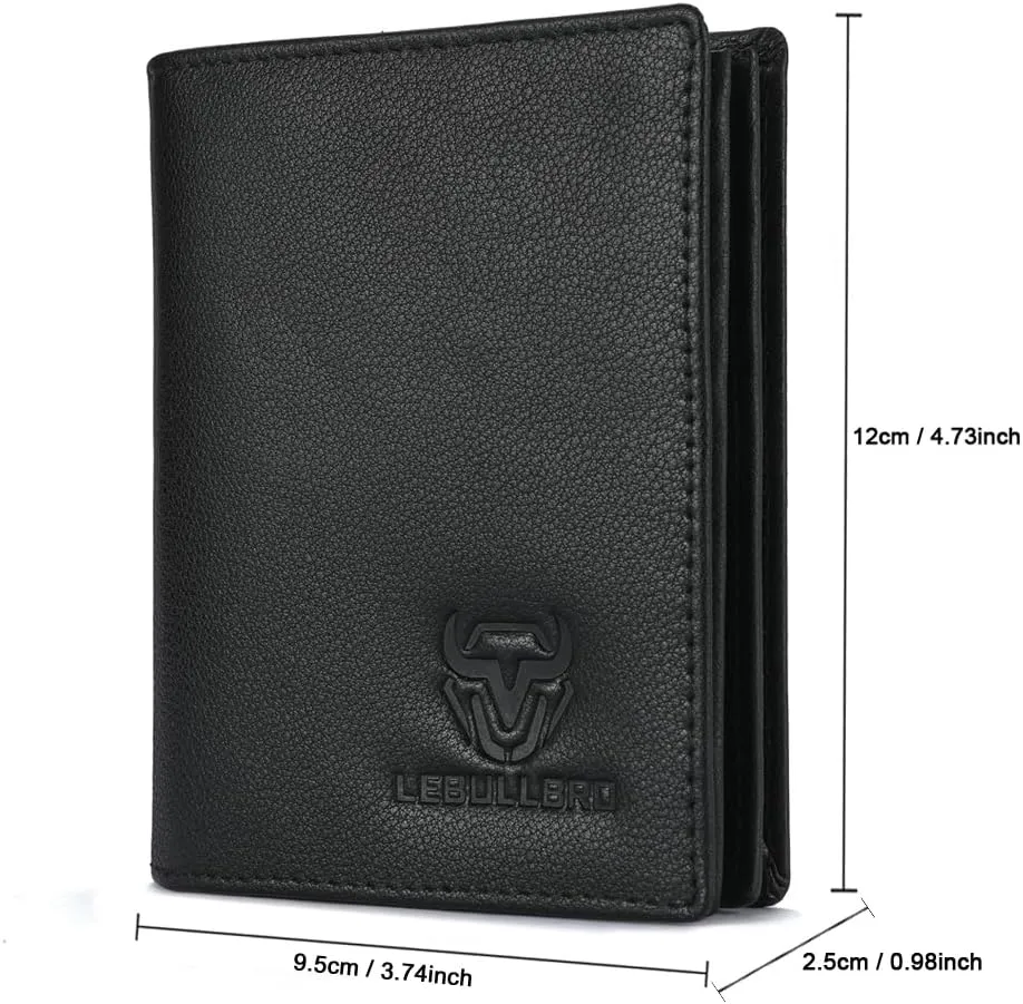 Genuine Leather Bifold Wallet RFID Blocking Wallet Large Capacity Purse Credit Card Holder for Men with 15 Card Slots (Black)