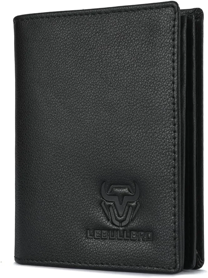 Genuine Leather Bifold Wallet RFID Blocking Wallet Large Capacity Purse Credit Card Holder for Men with 15 Card Slots (Black)
