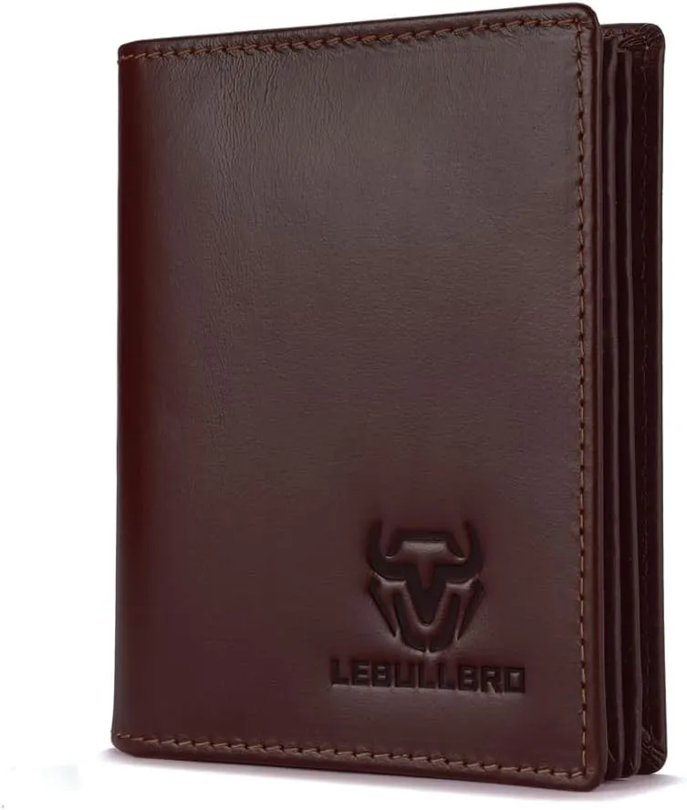 Genuine Leather Bifold Wallet RFID Blocking Wallet Large Capacity Purse Credit Card Holder for Men with 15 Card Slots (Coffee)