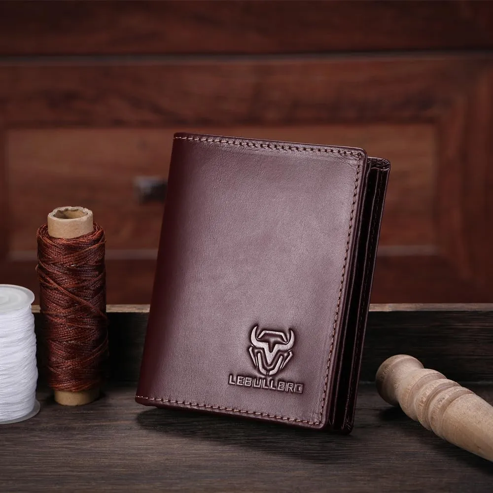 Genuine Leather Bifold Wallet RFID Blocking Wallet Large Capacity Purse Credit Card Holder for Men with 15 Card Slots (Coffee)