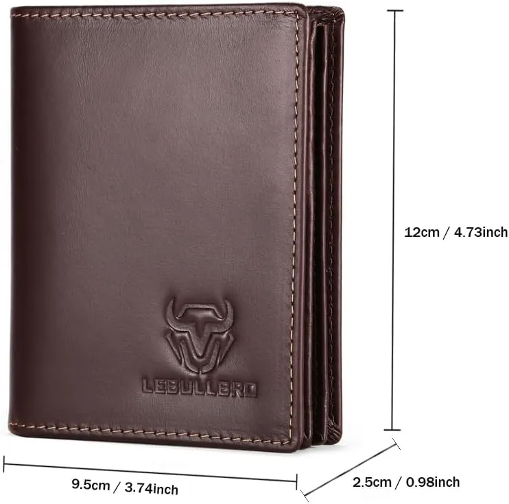 Genuine Leather Bifold Wallet RFID Blocking Wallet Large Capacity Purse Credit Card Holder for Men with 15 Card Slots (Coffee)