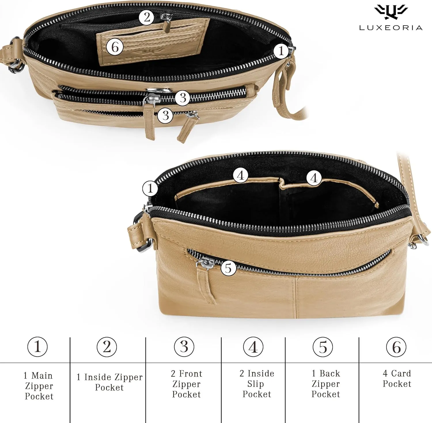 Genuine Leather Crossbody Bags for Women, Premium Handmade Leather Purses - Shoulder Handbags, Adjustable Strap