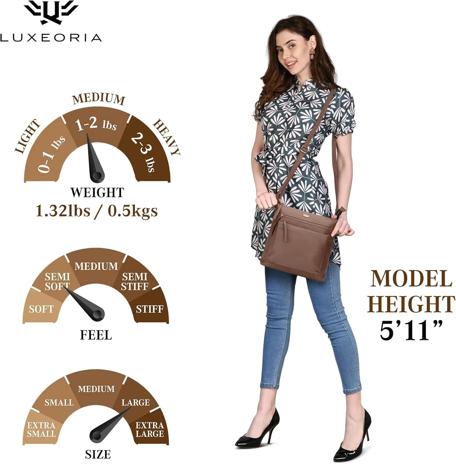 Genuine Leather Crossbody Bags for Women, Premium Handmade Leather Purses - Shoulder Handbags, Adjustable Strap