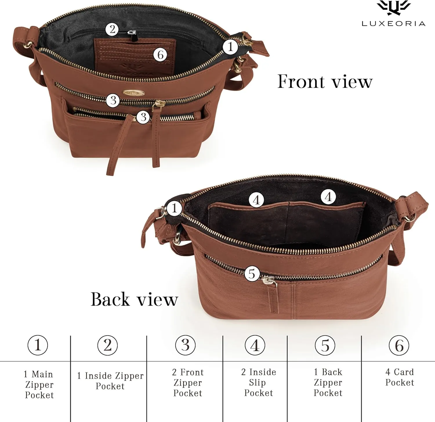 Genuine Leather Crossbody Bags for Women, Premium Handmade Leather Purses - Shoulder Handbags, Adjustable Strap