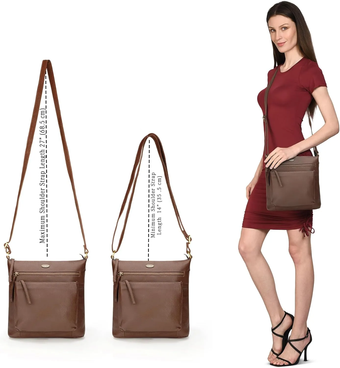 Genuine Leather Crossbody Bags for Women, Premium Handmade Leather Purses - Shoulder Handbags, Adjustable Strap