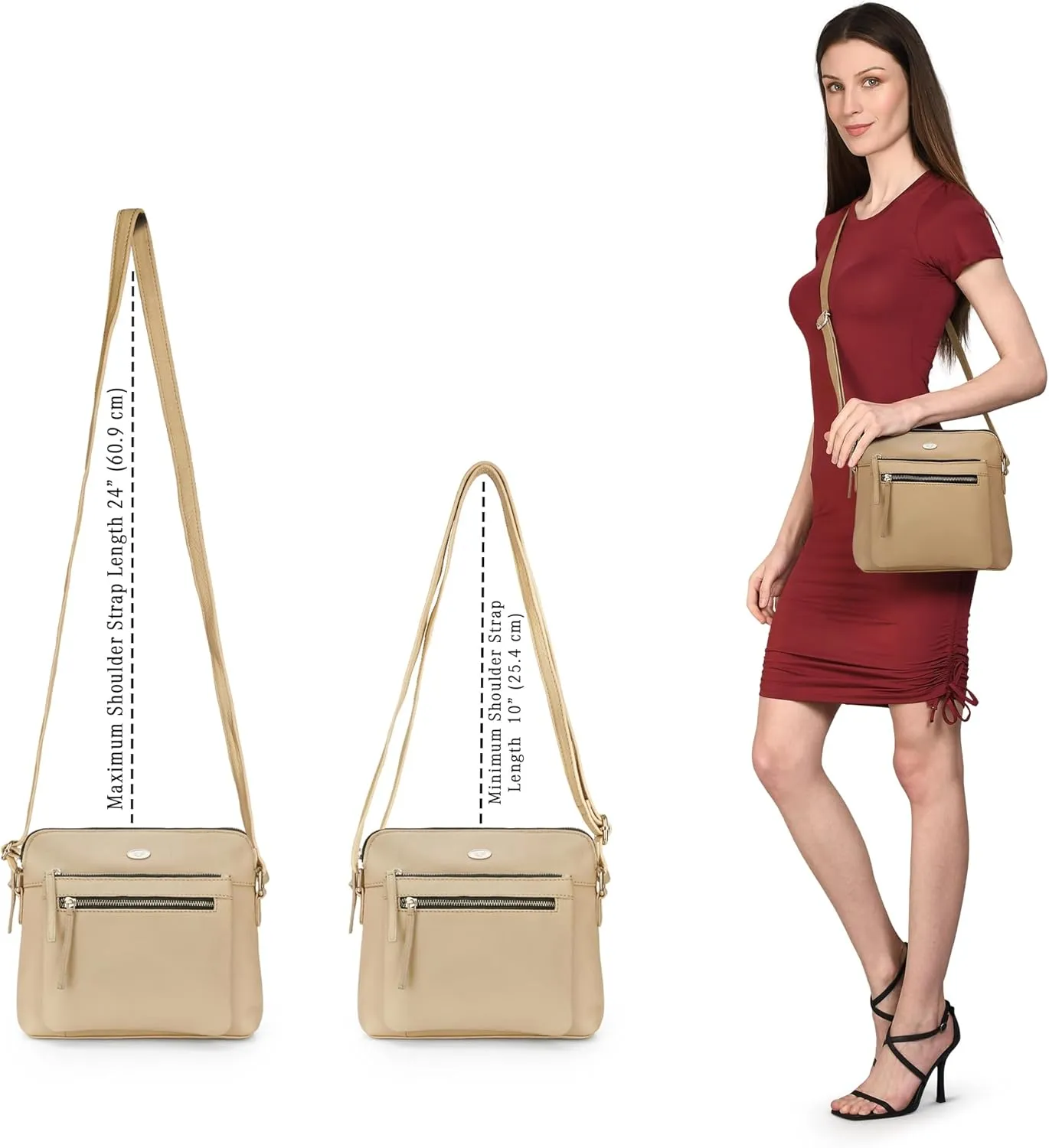 Genuine Leather Crossbody Bags for Women, Premium Handmade Leather Purses - Shoulder Handbags, Adjustable Strap