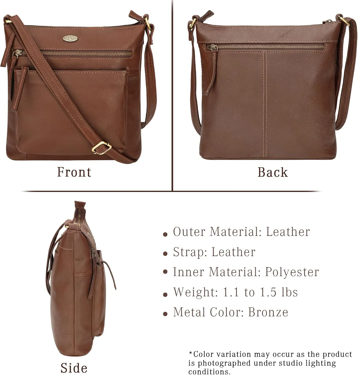 Genuine Leather Crossbody Bags for Women, Premium Handmade Leather Purses - Shoulder Handbags, Adjustable Strap