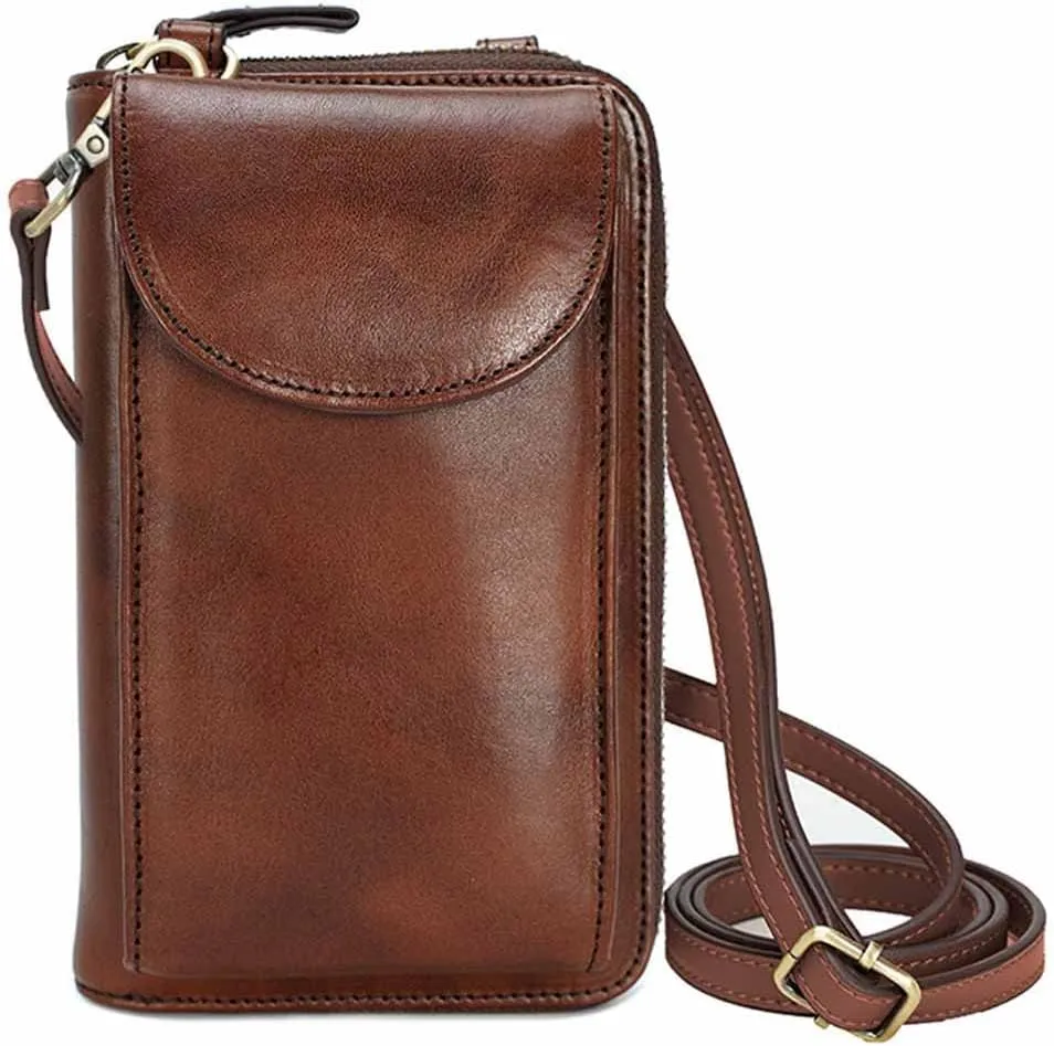 Genuine Leather Purse Phone Bag for Ladies Women Crossbody Wallet with Credit Card Holder RFID Blocking Small