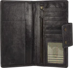 Genuine Leather RFID Blocking Long Wallet – Vintage Bifold for Men by Mou Meraki (CHARCOAL)