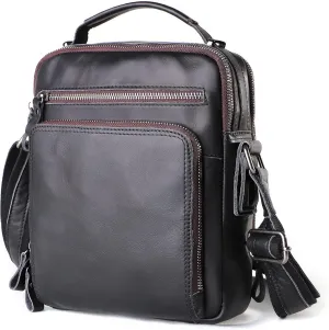 Genuine Leather Small Messenger Bag for Men Vintage Shoulder Crossbody Bags for Work Business Travel