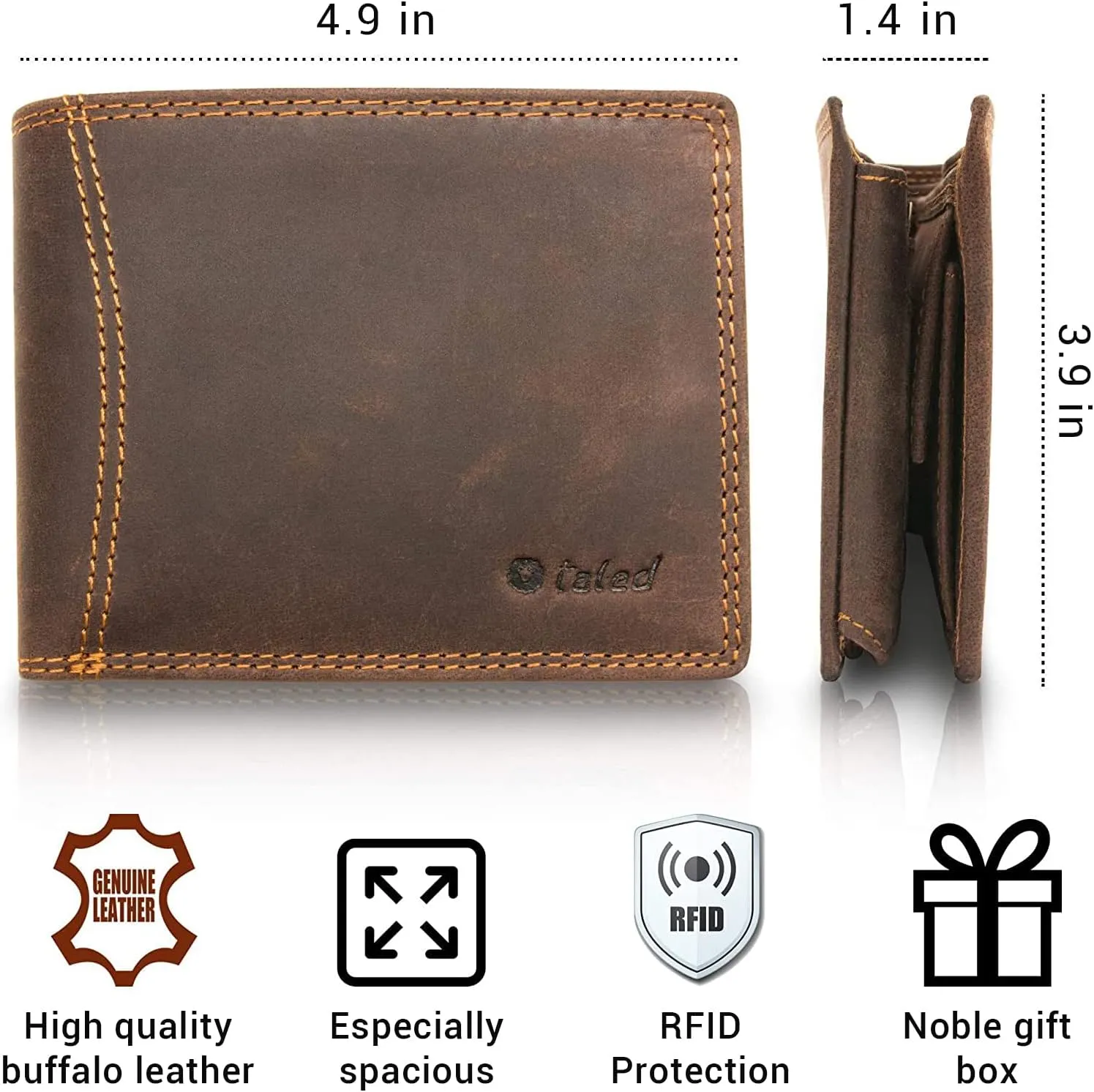 Genuine Leather Wallet - RFID Blocking Wallet for Men,12 Card Holder with Coin Pocket for Men with Gift Box