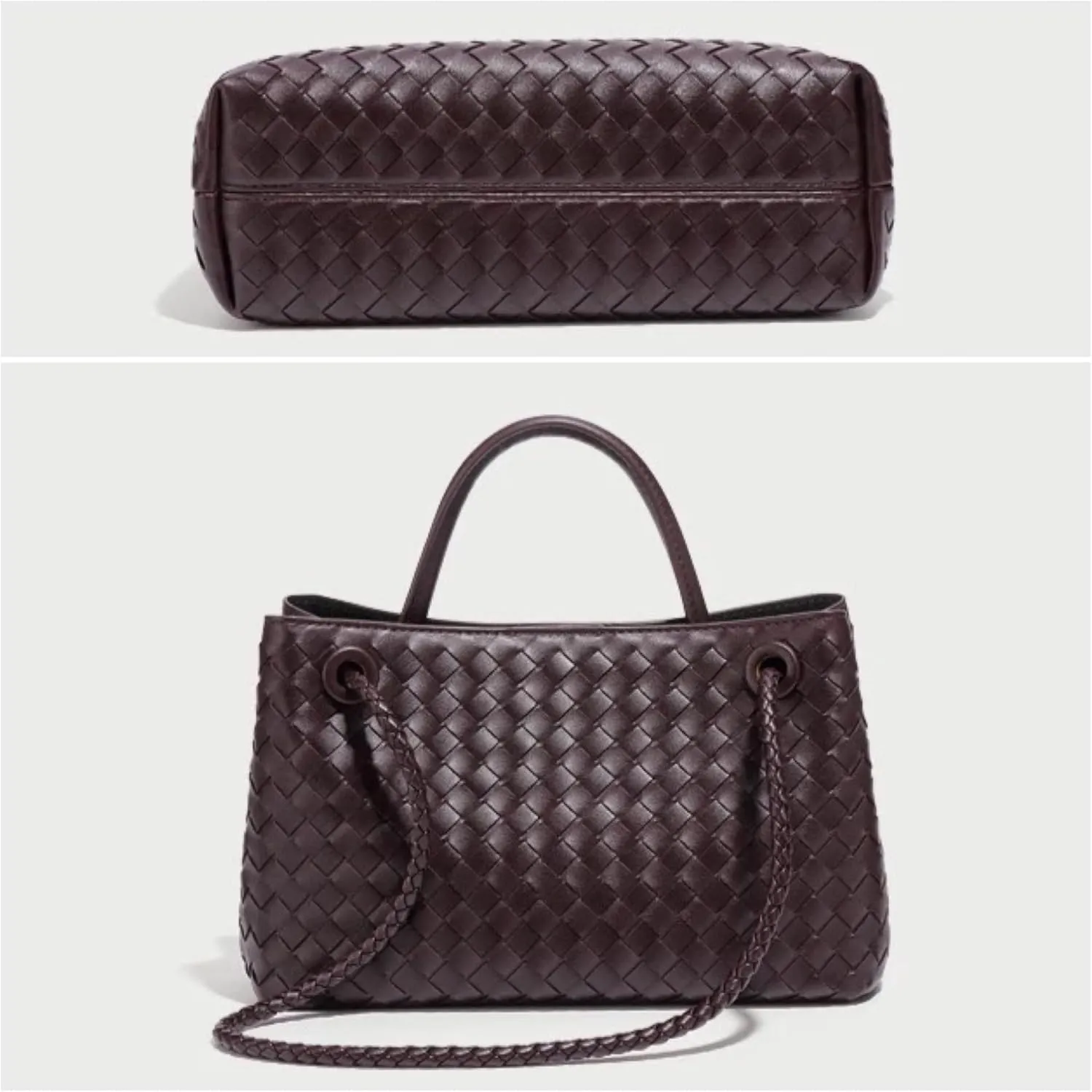 Genuine Leather Women's Top-handle Handbags Fashion Ladies Handbags Shoulder Bag Purse Woven Tote Bag for Women Clutch Bag