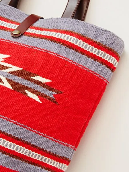 Geometric Pattern Hand Woven Rug Tote Bag