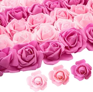 Geosar 200 Pcs Artificial Rose Flower Heads Bulk Fake Foam Roses Mini Faux Flower for Bridal Shower Wedding Flower Arrangements Centerpiece DIY(2.76 Inch,Pink Series)